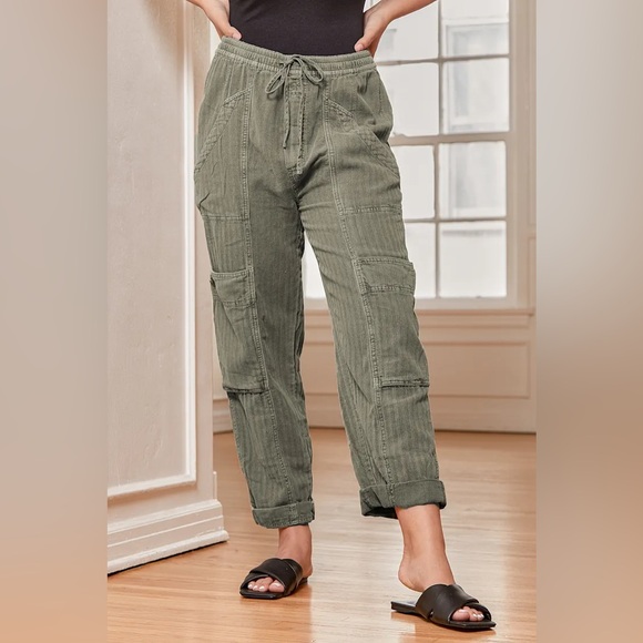 Free People Pants - Free People Feelin’ Good Sage Green Utility Jogger Trousers